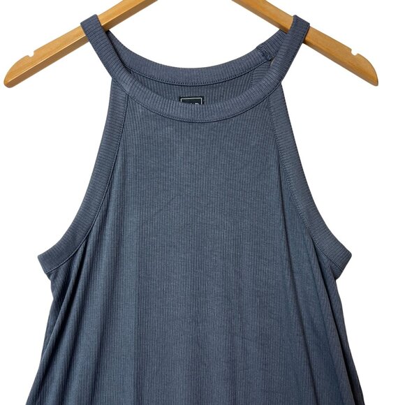 Gap Ribbed Halter Neck Sleeveless A-Line Dress S Blue Gray Rayon Blend - Picture 2 of 11